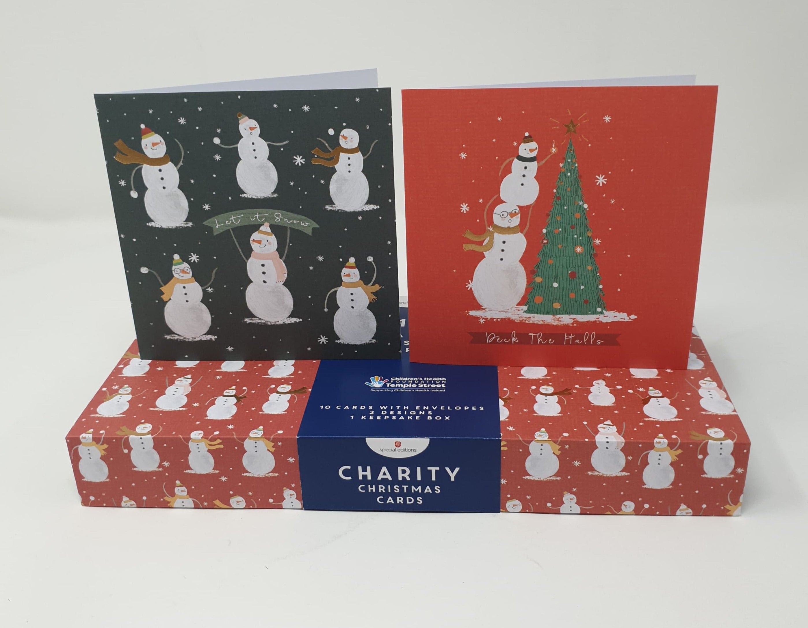 Charity Christmas Cards  - Box of 10 / Temple Street - Snowmen & Christmas Trees