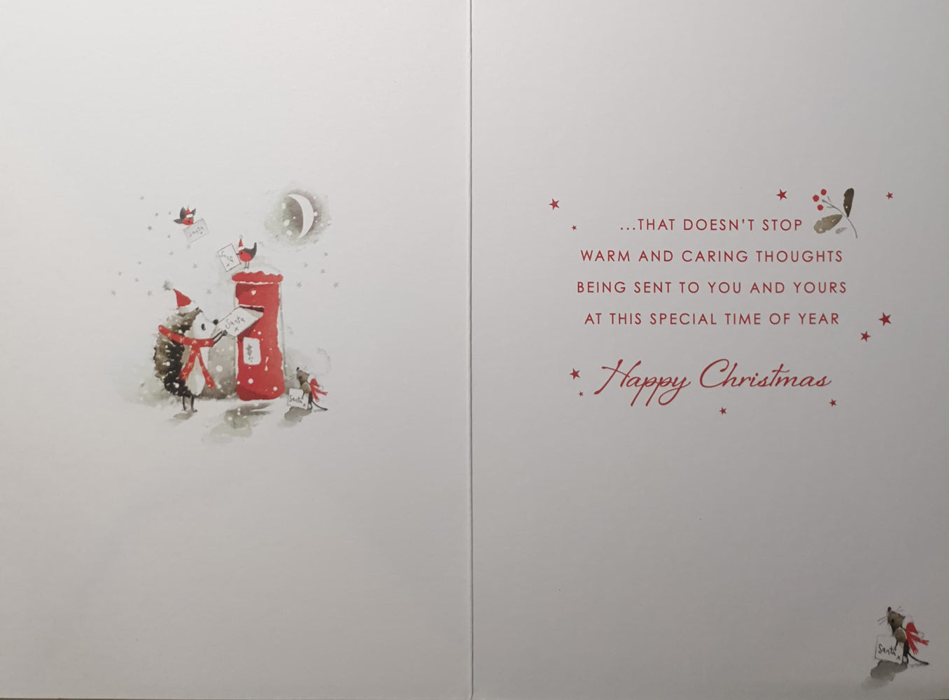 Across The Miles Christmas Card - Hedgehog Post A Letter