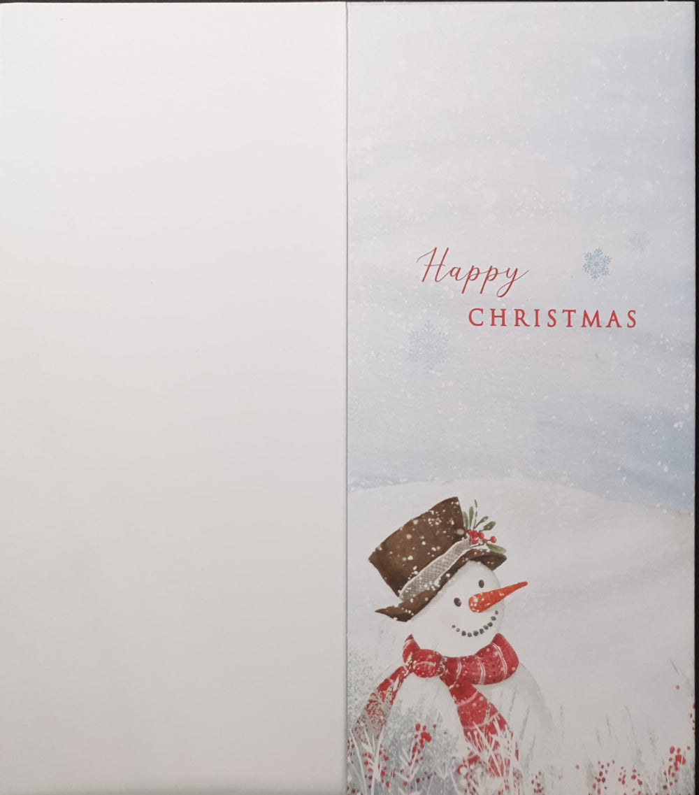 Just For You Christmas Card - Cute Snowman & A Bird
