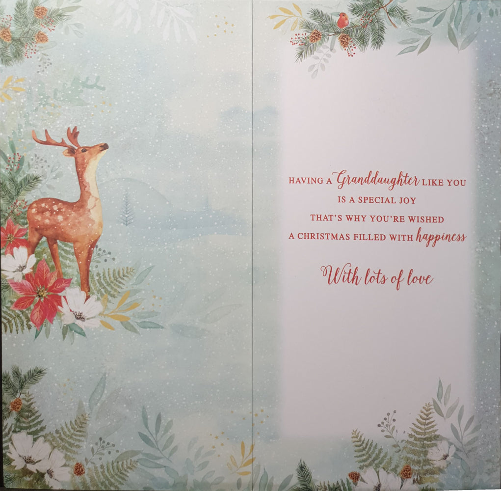 Granddaughter Christmas Card - Deer In A Garden