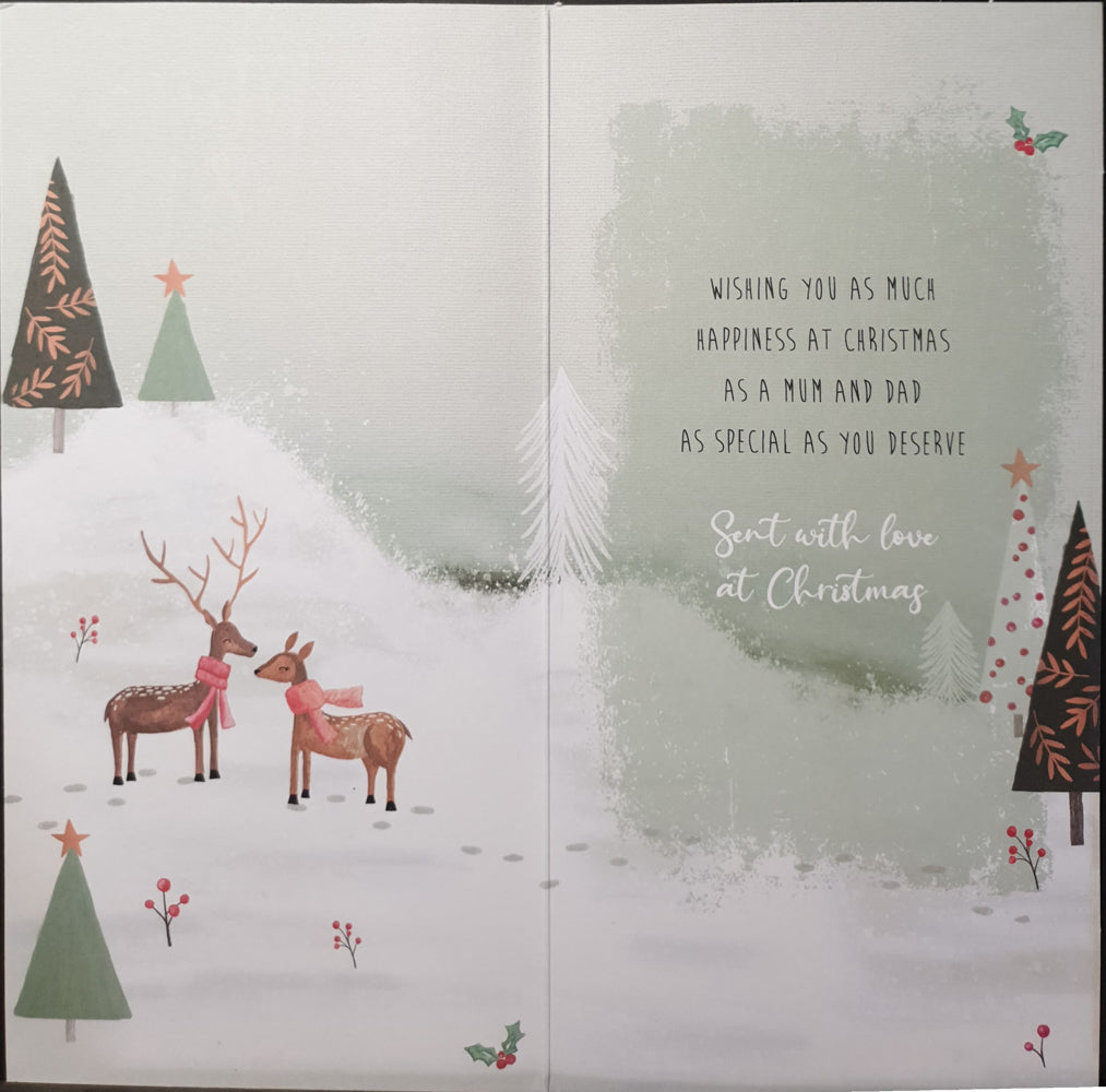 Mum And Dad Christmas Card - Deer & Snow