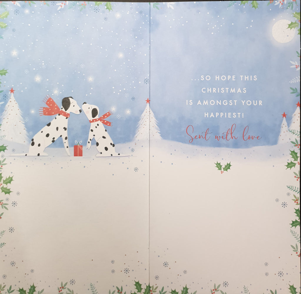Special Friend Christmas Card - Dalmatians & The Moon