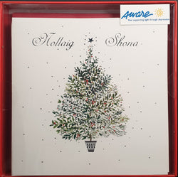 Charity Christmas Cards -  Box of 10 / Aware - Nollaig Shona & Christmas Tree