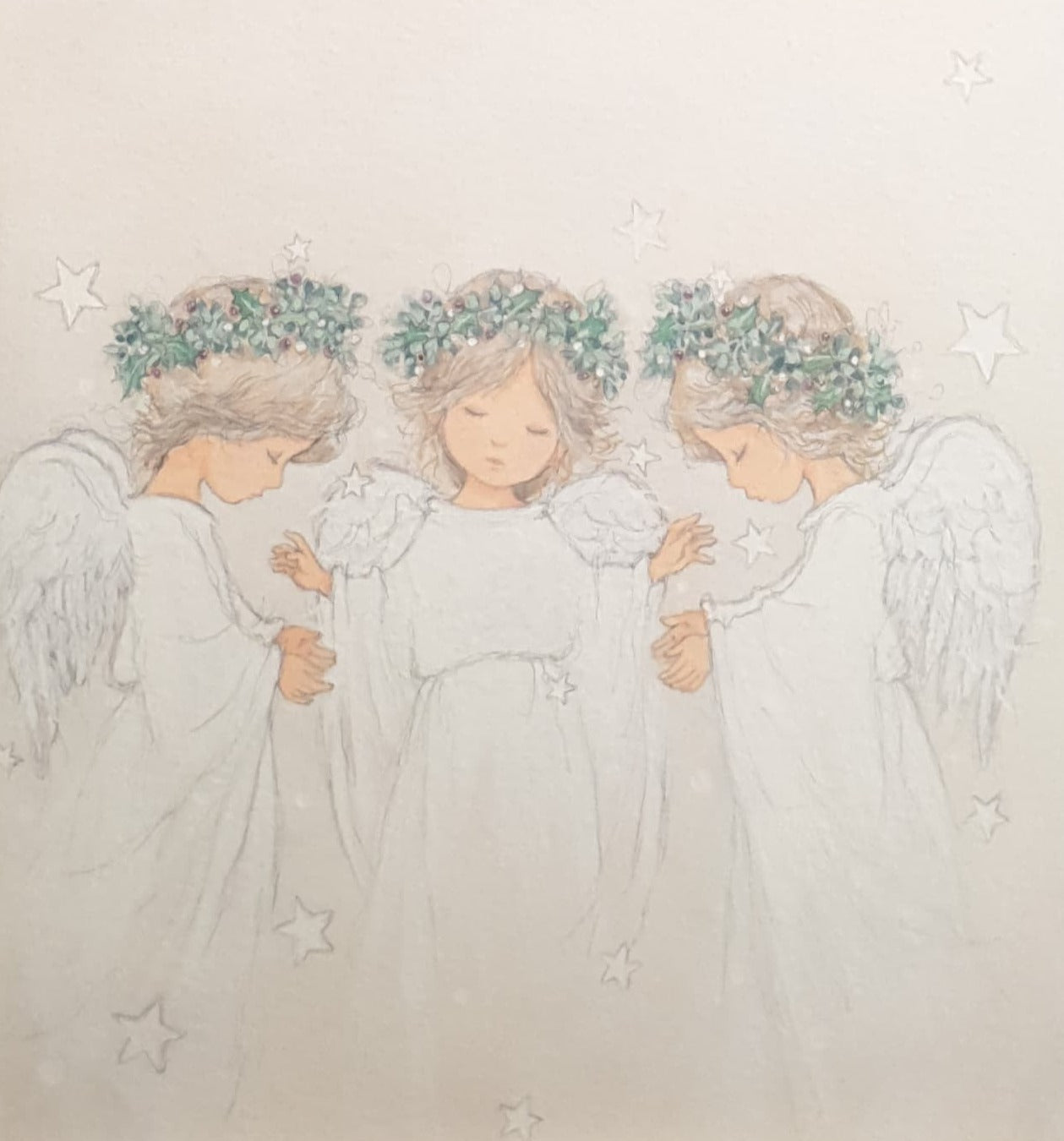 Charity Christmas Cards - Pack of 8 / Down Syndrome Ireland - Three Praying Angels