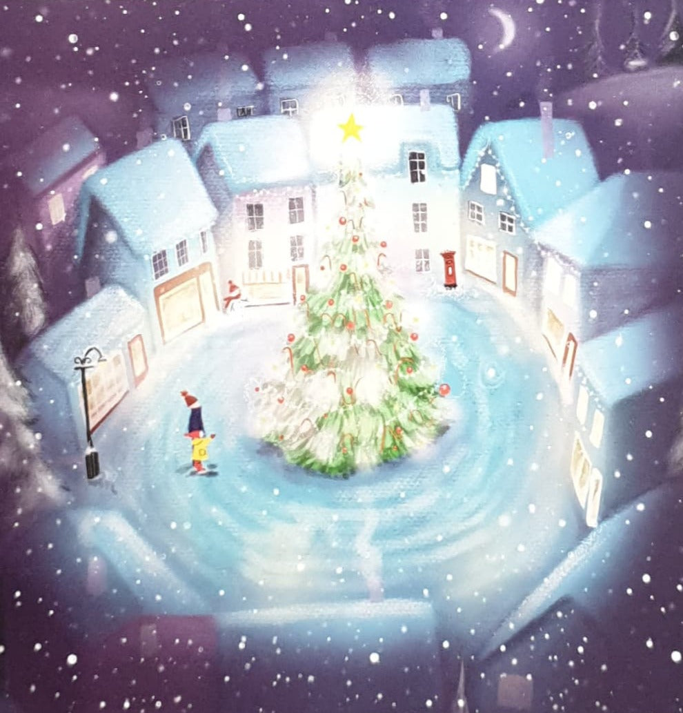 Charity Christmas Card - Pack of 8 Small / Northern Ireland Hospice - Christmas Tree & VIllage