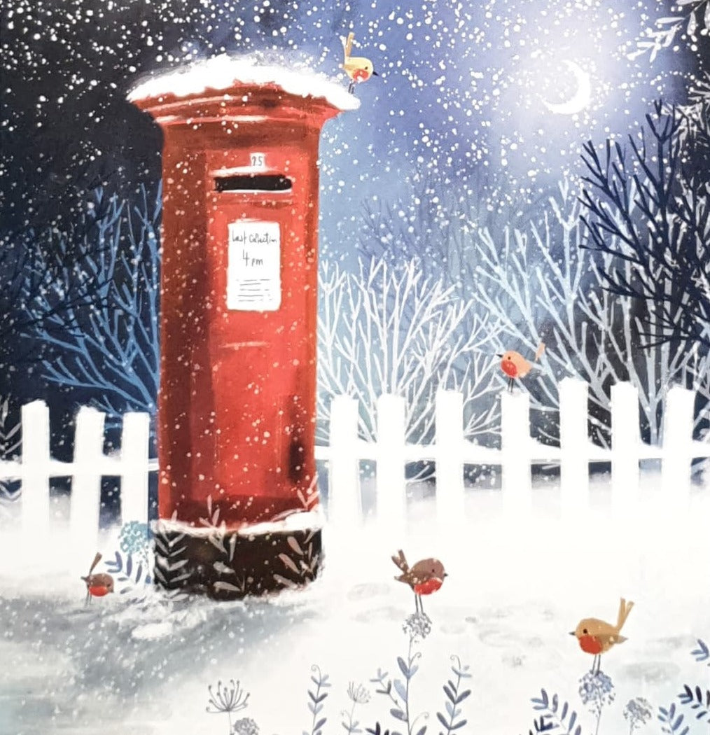 Charity Christmas Card - Pack of 8 Small / Northern Ireland Hospice - Post Box in Snow