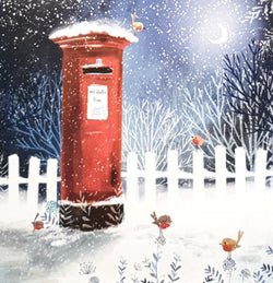 Charity Christmas Card - Pack of 8 Small / Northern Ireland Hospice - Post Box in Snow