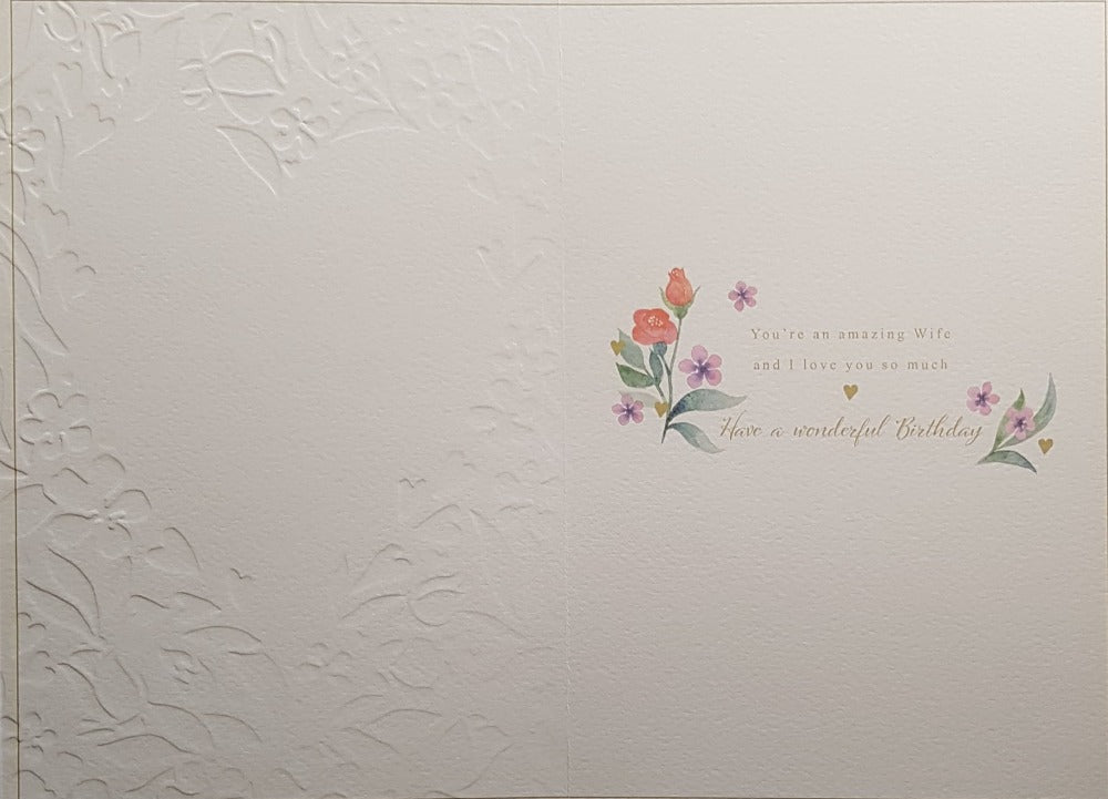 Birthday Card - Wife / Heart Shaped Flower