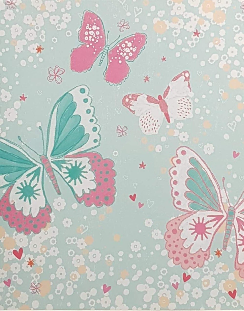 Blank Card - Colorful Butterflies On The Blue Front