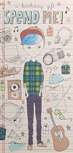 Birthday Card - Boy / Standing Boy & Spend Me (Money Wallet)