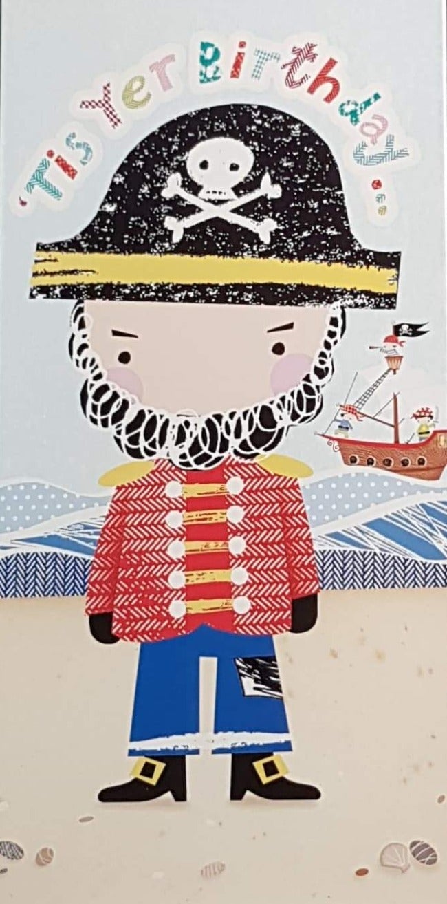 Birthday Card - Boy / Pirate On The Beach (Money Wallet)