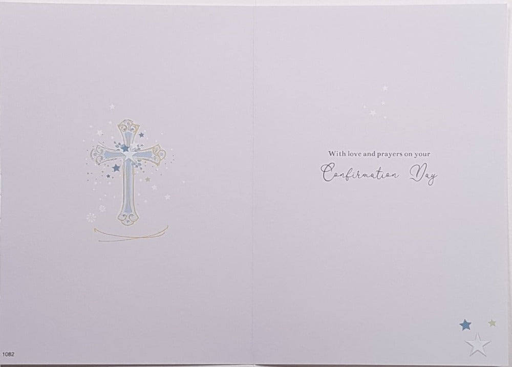 Grandson Confirmation Card - Cross And Colorful Stars