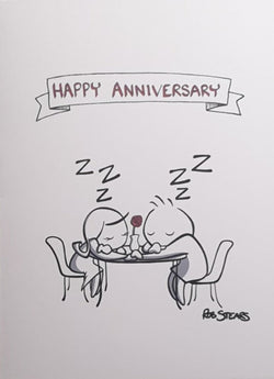 Anniversary card - Couple sleeping on the table