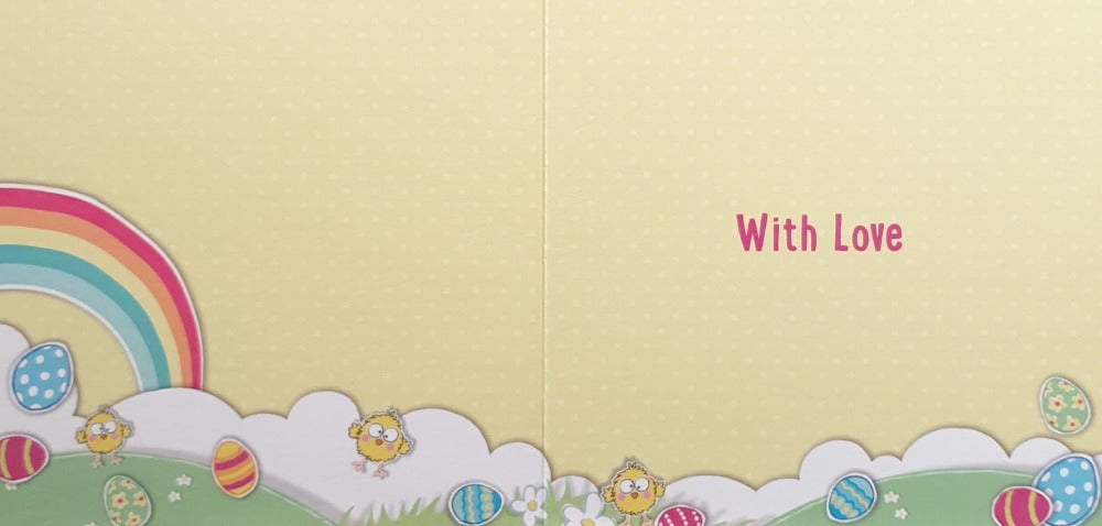General Easter Day Card - Teddy Ridding Bunny & Easter Eggs