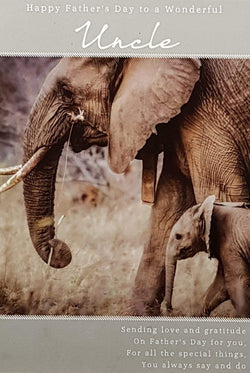 Fathers Day Card - Uncle / Sending Love And Gratitude & Two Elephants