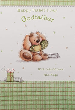 Fathers Day Card - Godfather / Love And Hugs & Puppy