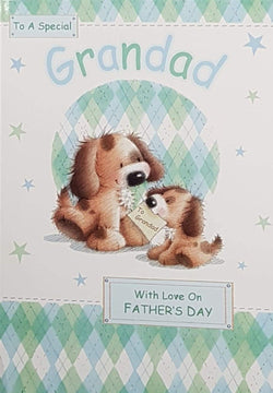 Fathers Day Card - Grandad / Two Cite Doggies & Stars