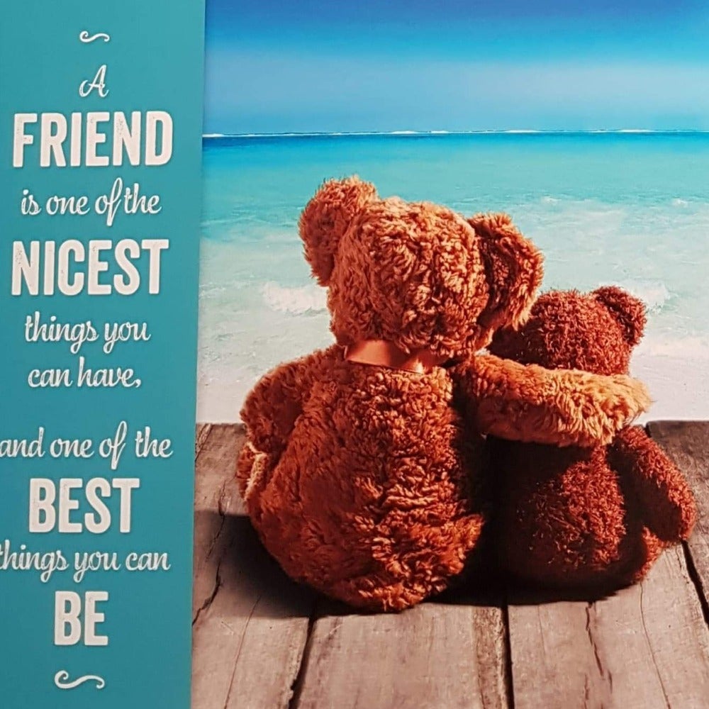 Friendship Card - Two Soft Teddies Hugging & One Of The Best Things You Can Be