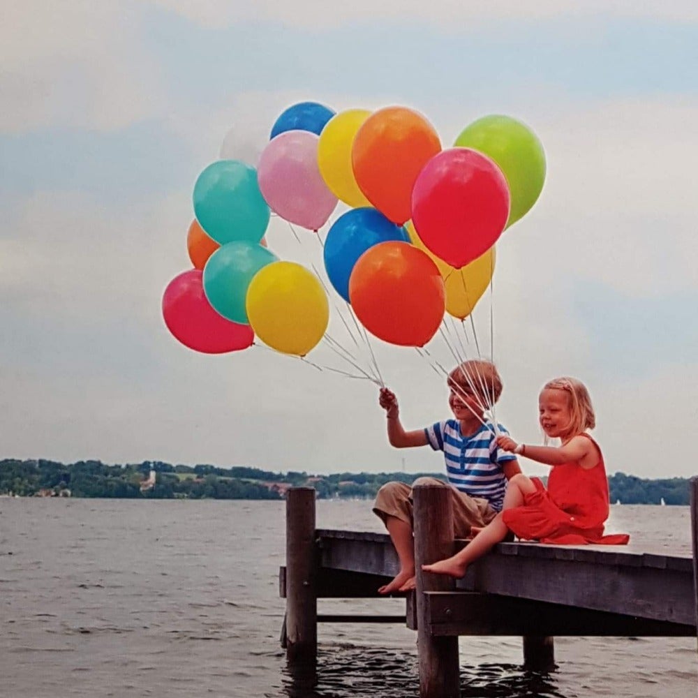 Blank Card - Kids Holding Bunch Of The Balloons