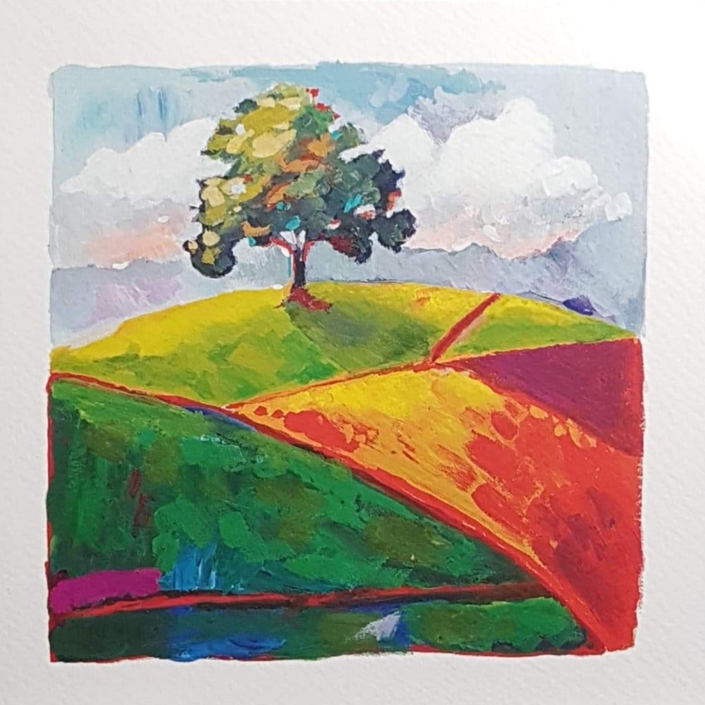 Blank Card - Artistic View of Hills & Tree