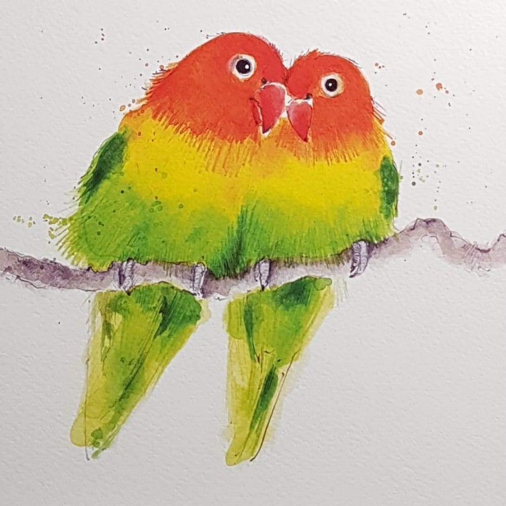 Blank Card - Animal / Love Birds - Couple Parrots