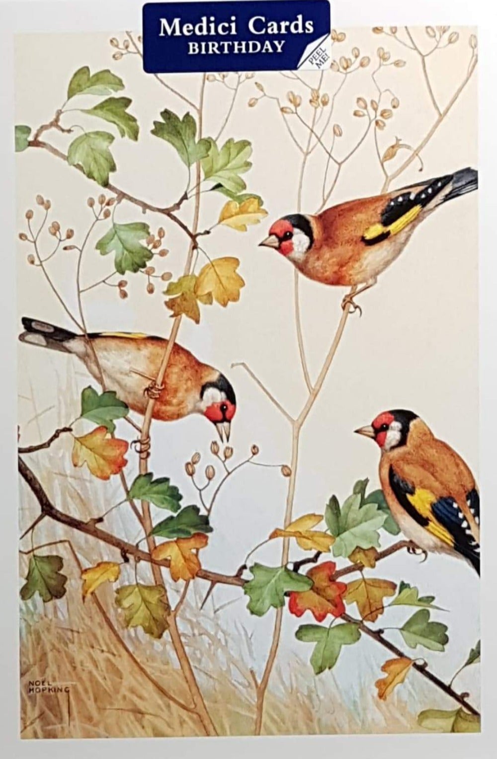 Birthday Card - Three Gold Finches
