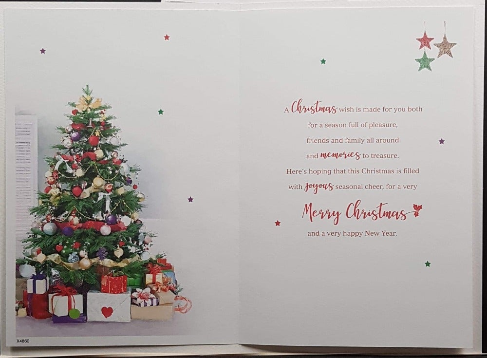 Both Of You Christmas Card - At Christmas & Decorated Tree with Gifts Underneath