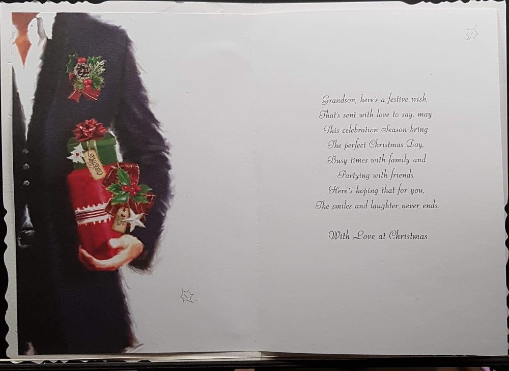 Grandson Christmas Card - The Man Wearing Elegant Outfit & Just For You