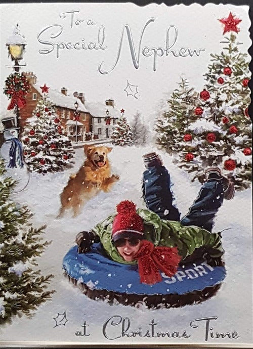 Nephew Christmas Card - To A Special & Happy Man Rides On Tube