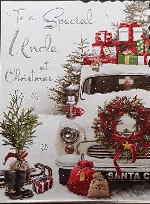 Uncle Christmas Card - Festive Decoration On a Car