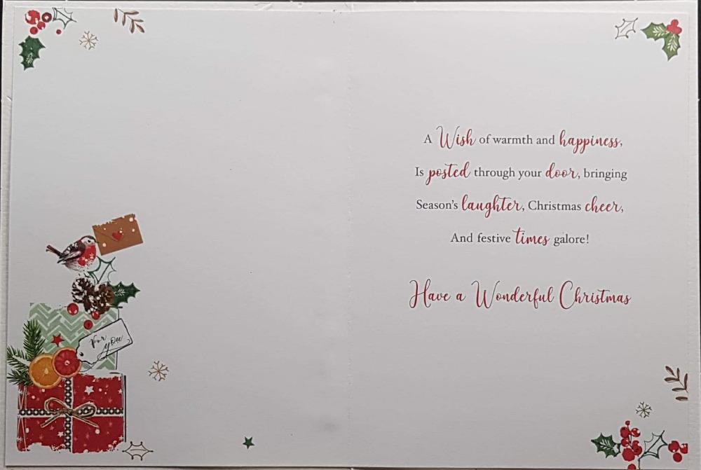 Neighbours Christmas Card - Robin & Rabbit Sending Christmas Wishes