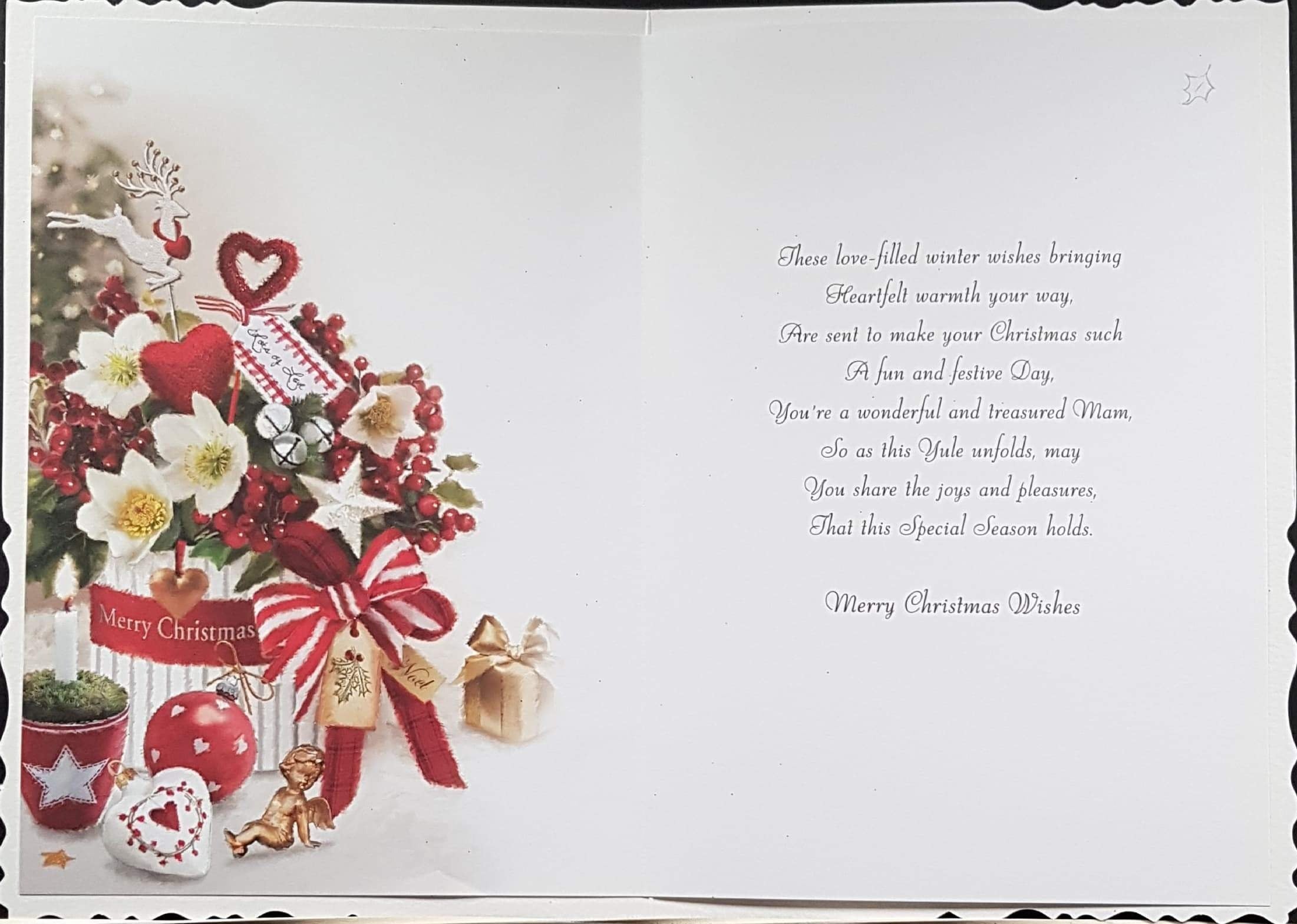 Nana Christmas Card - With Love at Christmas & Basket with Berries & Flowers