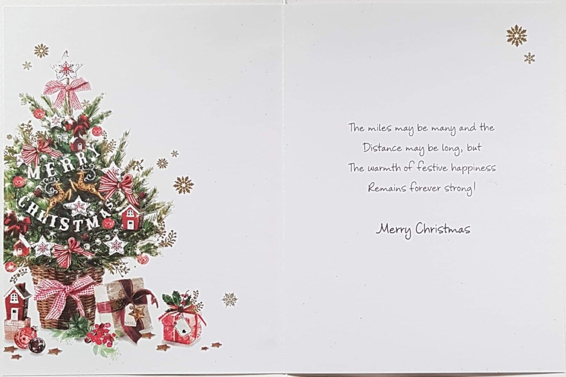 Across The Miles Christmas Card - With Festive Cheer & Decorated Tree & Gifts Beneath