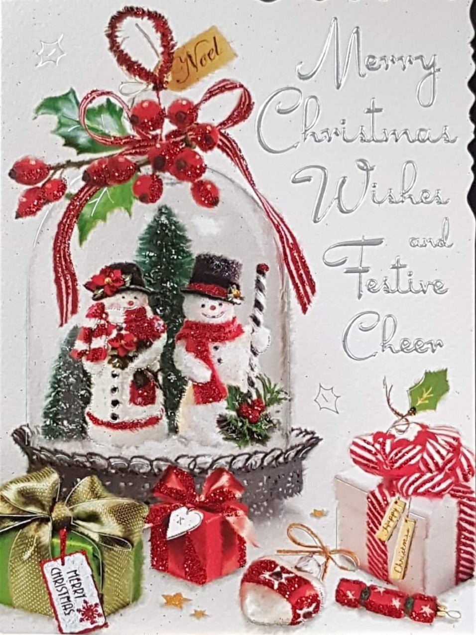 General Christmas Card - Christmas Wishes & Festive Cheer & Snowmen in Snowglobe