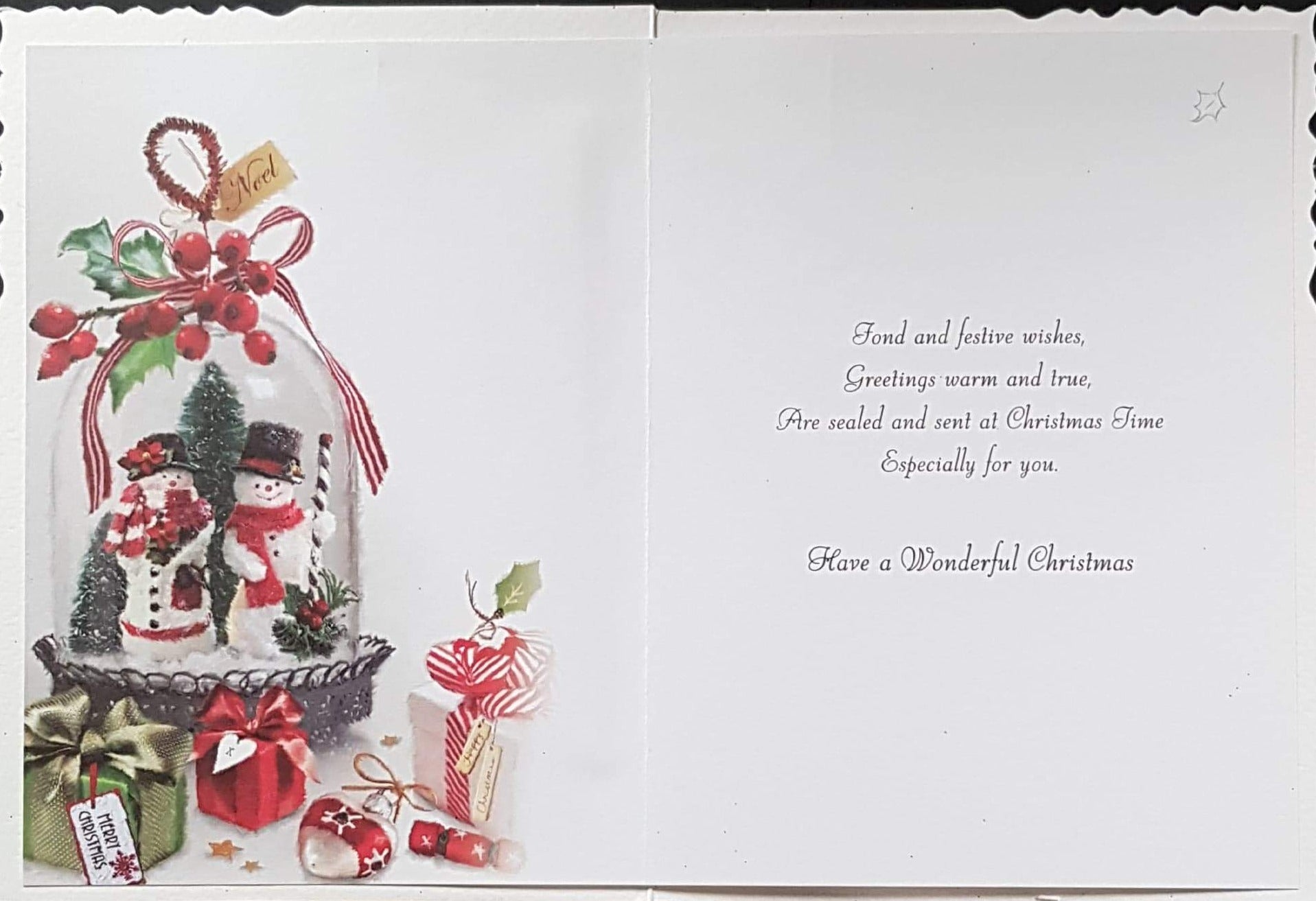 General Christmas Card - Christmas Wishes & Festive Cheer & Snowmen in Snowglobe