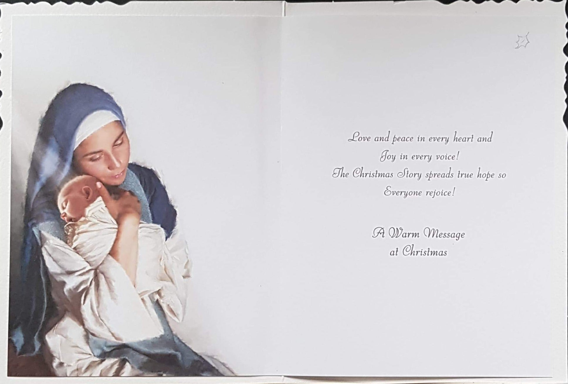 General Christmas Card - Blessings of Peace and Love & Mother Holding Baby