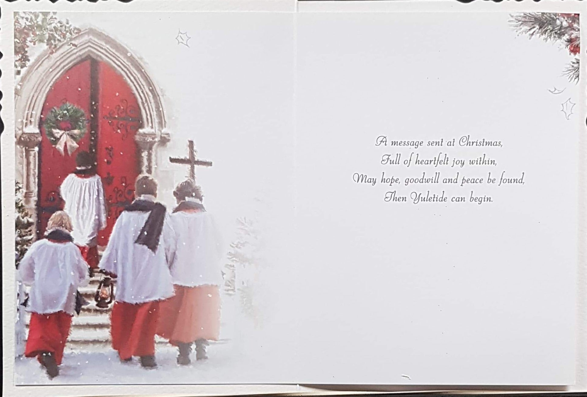 General Christmas Card - Christmas Blessings To You & Church Choir Approaching Church