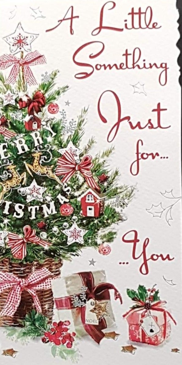 General Christmas Card - A Little Something For You & Gifts Placed At Decorated Tree