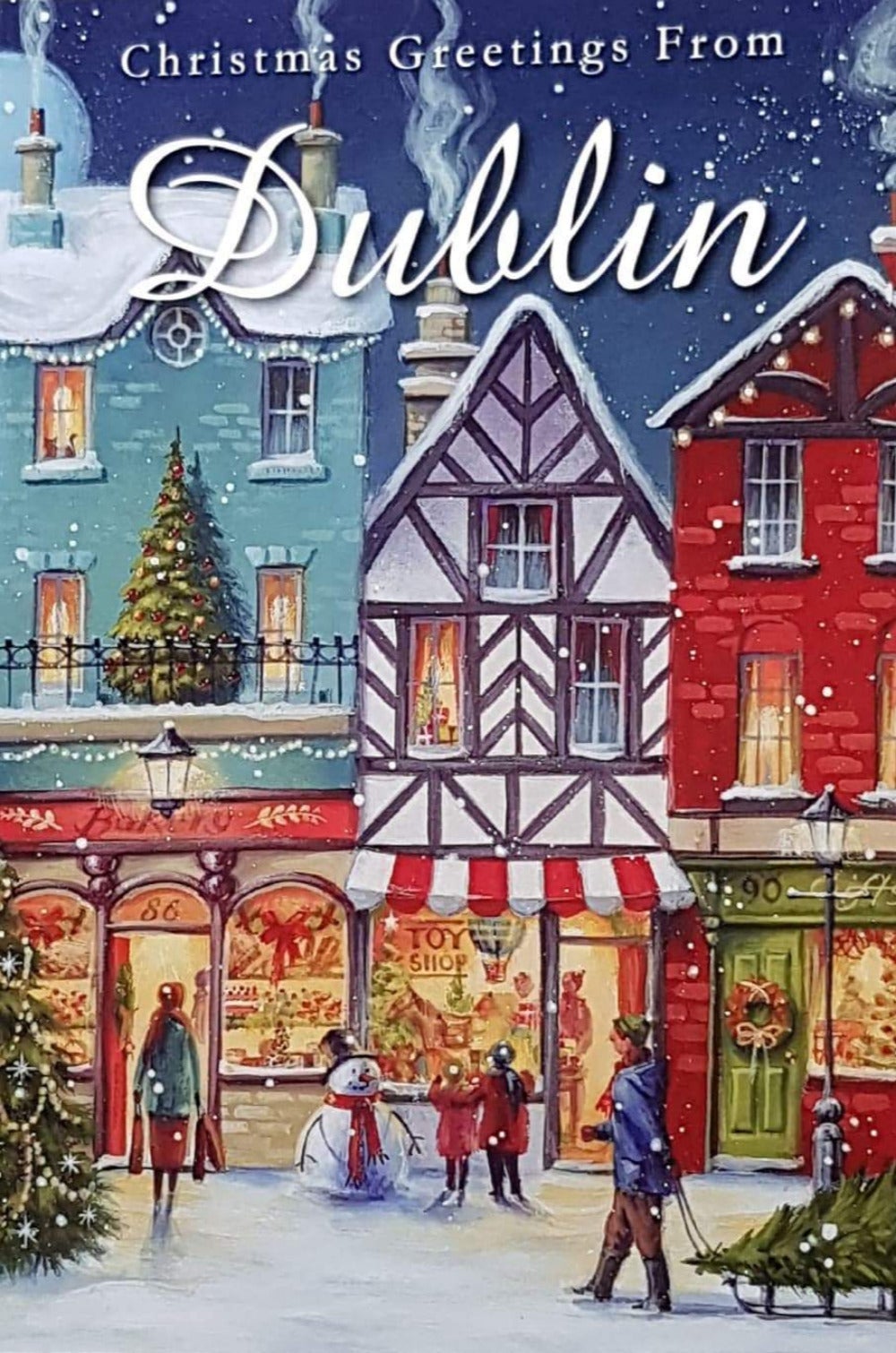 Across The Miles Christmas Card - Christmas Greetings From Dublin & Festive Towns