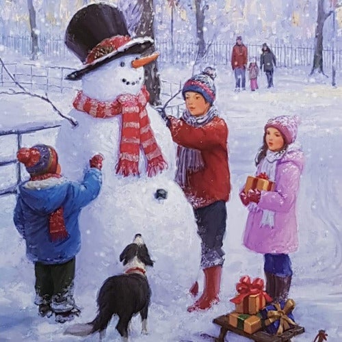 Charity Christmas Card (In Irish & English) - Cello / The Irish Hospice Foundation & Children & Snowman