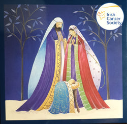 Charity Christmas Card (In Irish & English) - Box of 12 / Irish Cancer Society ICS - Joseph & Mary Watching over Jesus