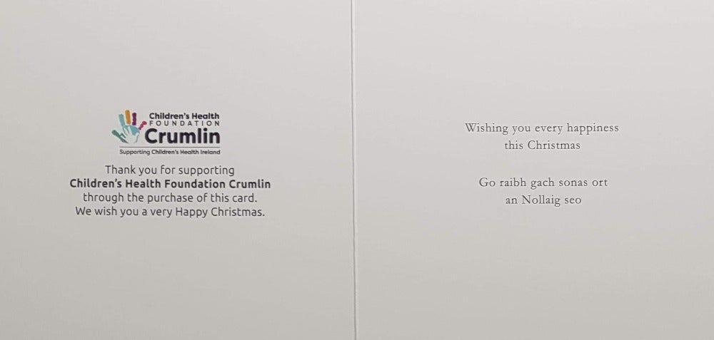 Charity Christmas Card (In Irish & English) - Small Cello / Children's Health Foundation & Two Angels And Baby Jesus