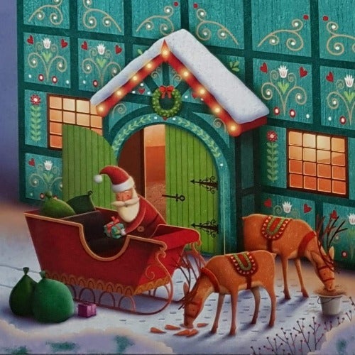 Charity Christmas Card (In Irish & English) - Cello / Children's Health Foundation & Santa And Reindeer