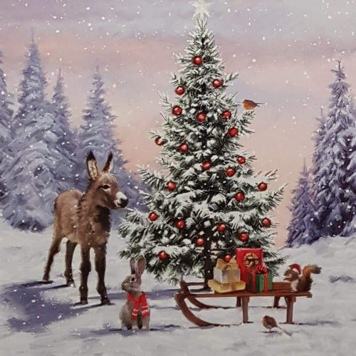 Charity Christmas Card (In Irish & English) - Cello Small / Children's Health Foundation & Christmas Tree And The Animals In The Forest