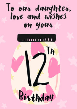 12th Daughter Birthday Card Personalisation