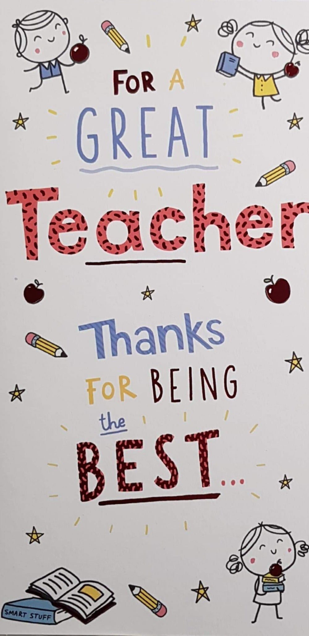 Thank You Card - Teacher / Happy Kids & Red Apples