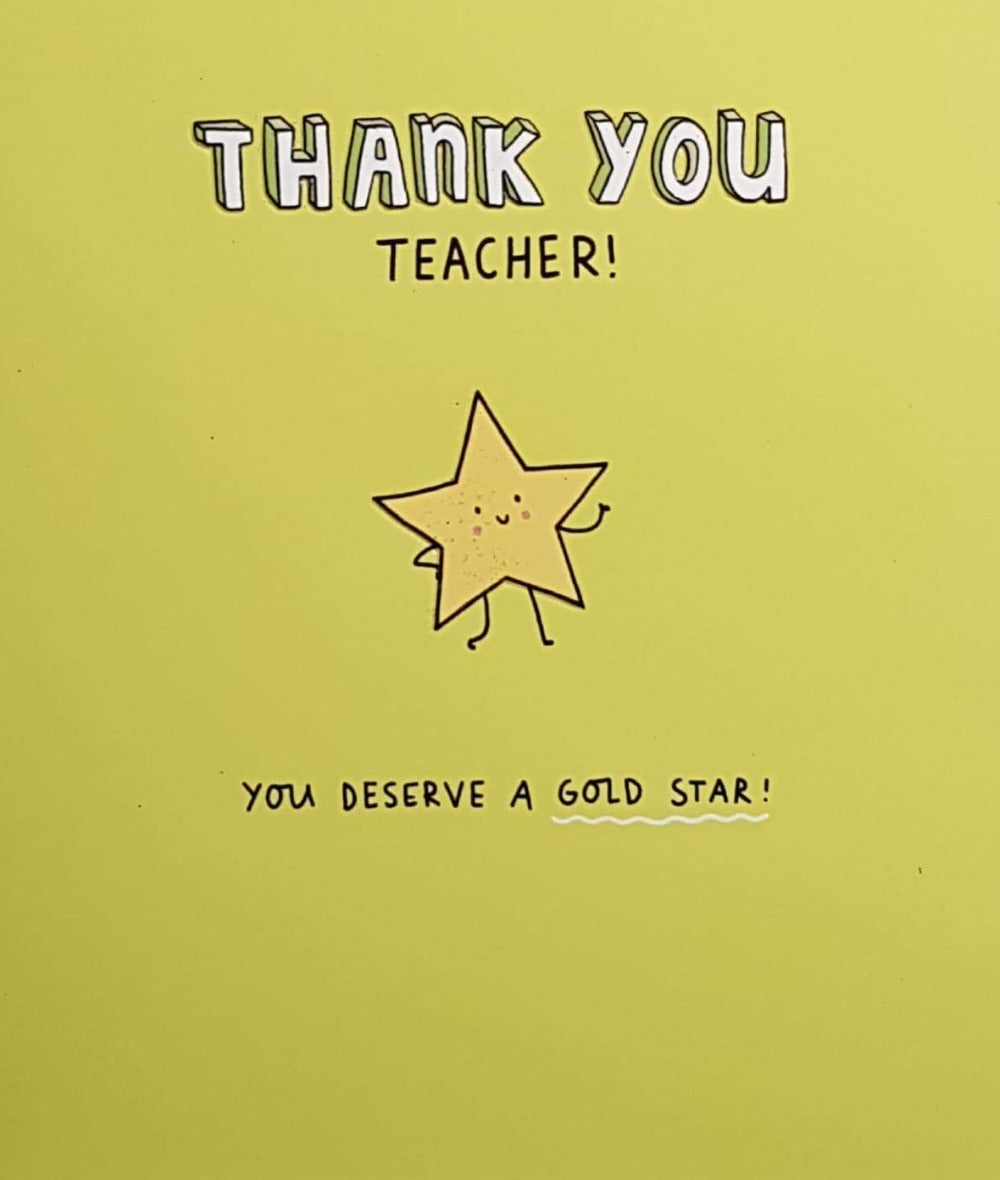 Thank You Card - Teacher / A Gold Star
