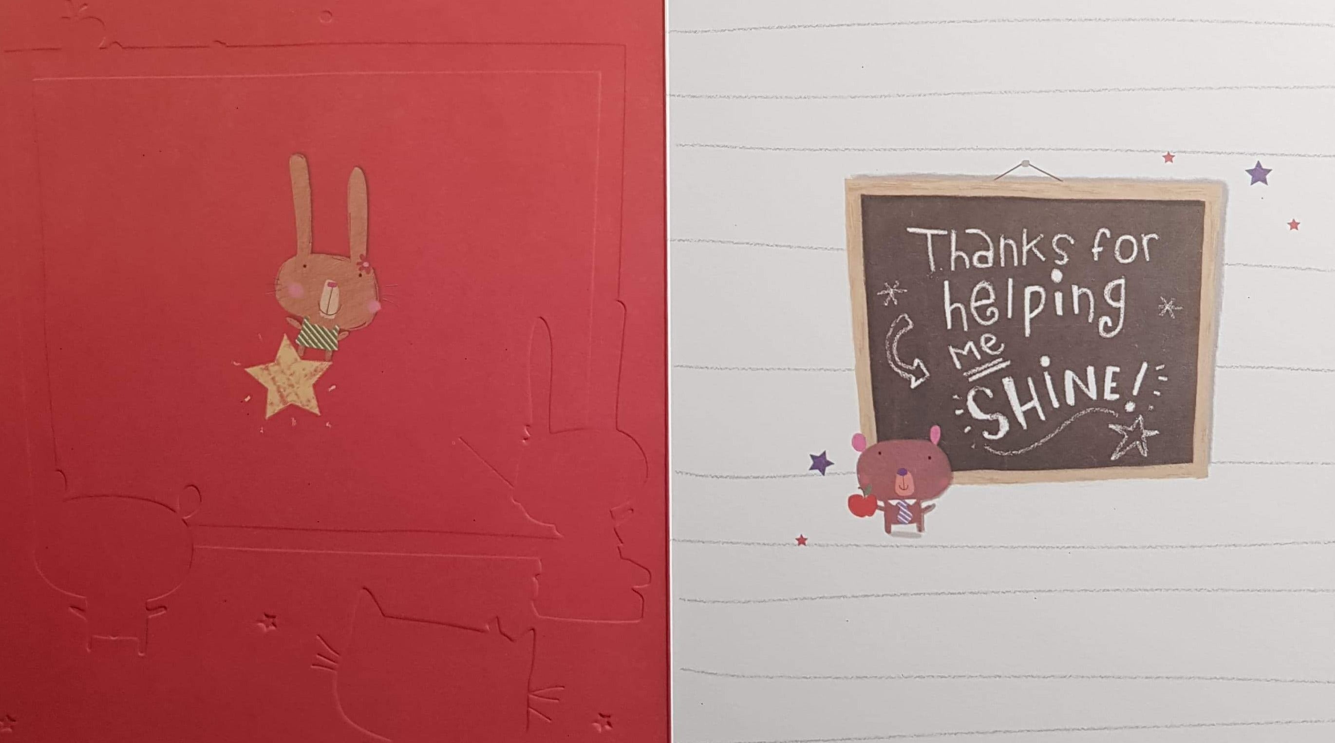 Thank You Card - Headteacher / Board & Rabbit Standing On a Books