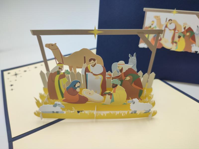 Christmas Pop Up Card - Cute Display of Nativity Scene