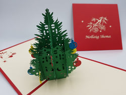 Christmas Pop Up Card - Nollaig Shona (In Irish) / Small Christmas Tree